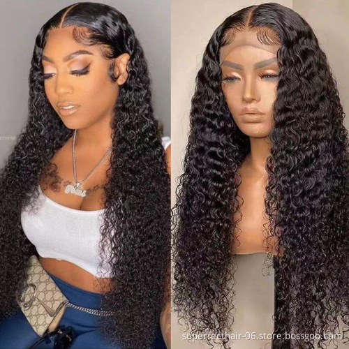 Hot Selling 150% Density Human Hair wig Transparent Lace Front Brazilian Hair with Curly Wave Natural Color Wigs